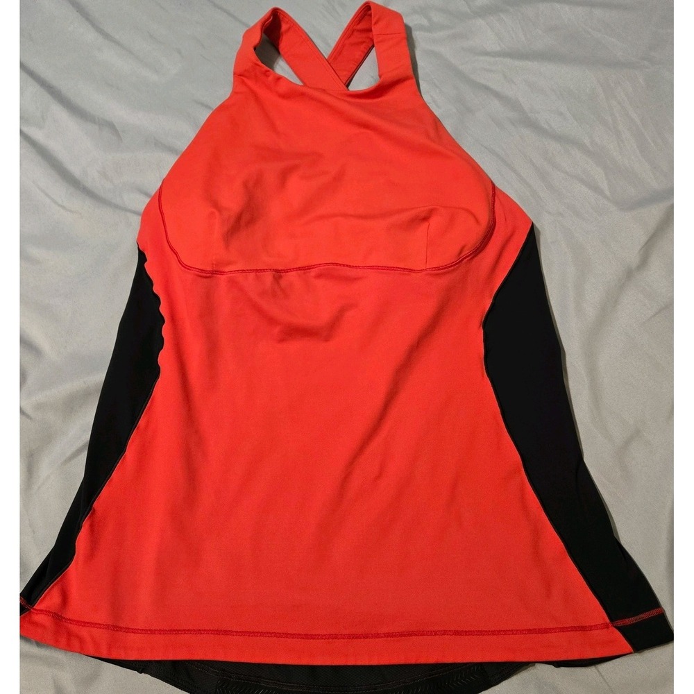 Lululemon Spin It to Win It Tank Love Red/Deep Coal Built In Bra No Size 10